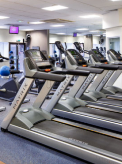 Treadmills and machines in the gym at the feel good health club at Mercure Maidstone Great Danes Hotel