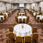 Tables set for a meeting in the heart of kent suite at Mercure Maidstone Great Danes Hotel