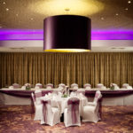 The Hollingbourne Suite at at Mercure Maidstone Great Danes Hotel set up for wedding breakfast