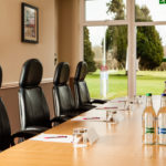 Table set for a meeting in Medway room overlooking the gardens at Mercure Maidstone Great Danes Hotel