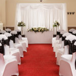 Chairs lined up for a wedding ceremony in medway room at Mercure Maidstone Great Danes Hotel