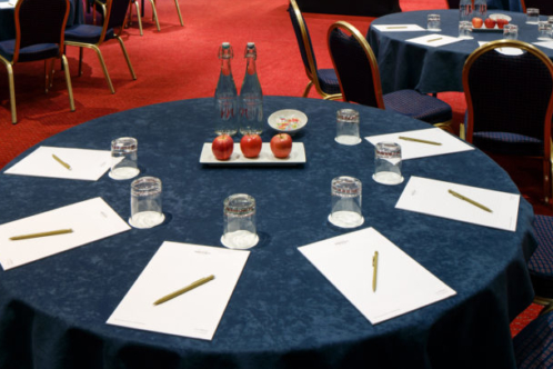 Tables set for a meeting in Park View at Mercure Maidstone Great Danes Hotel