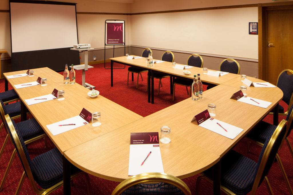 U shape table arrangement for a meeting in tec west meeting room at Mercure Maidstone Great Danes Hotel