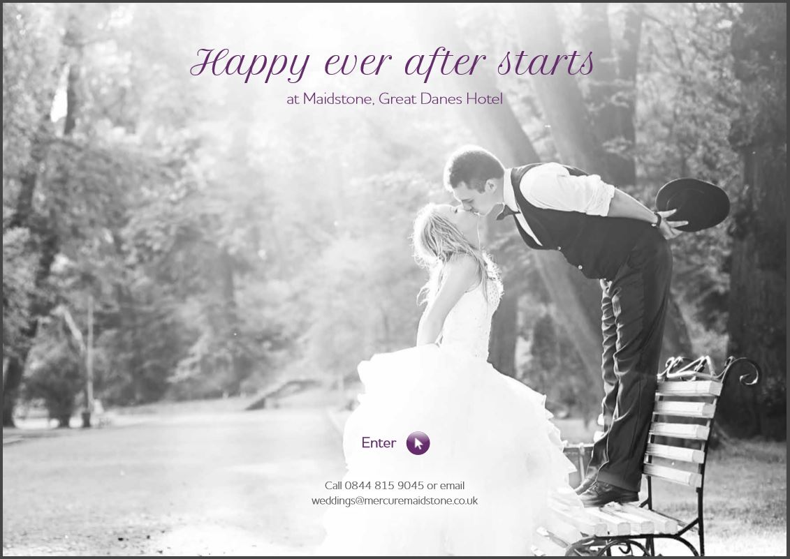 Cover of the wedding brochure for Mercure Maidstone Great Danes Hotel
