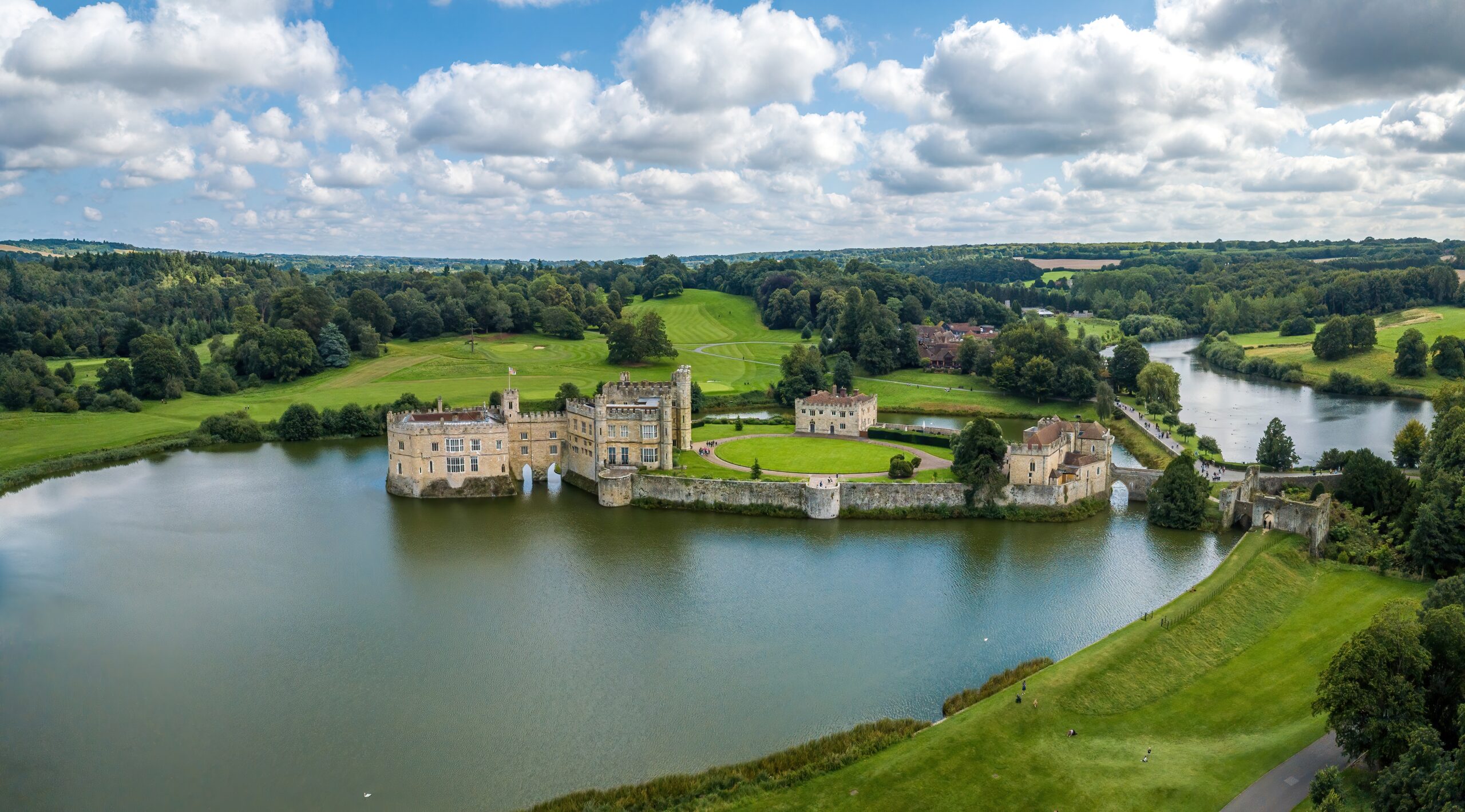The,Drone,Arial,View,Of,Leeds,Castle.leeds,Castle,Is,A